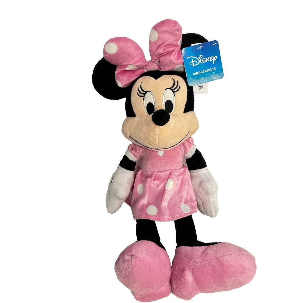 Disney Minnie Mouse Plush 19 inch Pink Polka Dot Dress Stuffed Animal Just Play